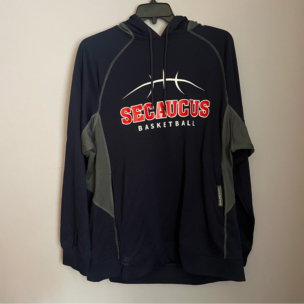 Alleson Athletic Secaucus Basketball Men's Hoodie - Navy and Gray Size L
